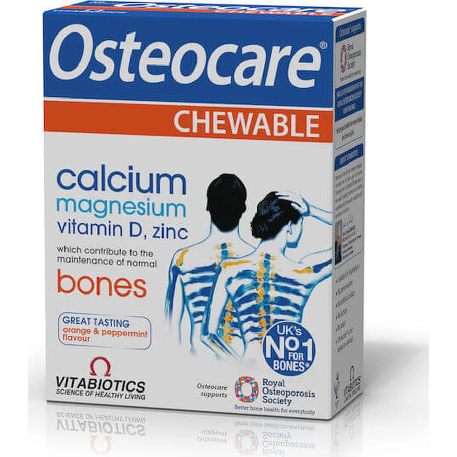 Vitabiotics Osteocare kauwbaar supplement voor gewrichts- en botgezondheid 30 kauwtabletten Sinaasappel