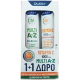 Quest Multi A-Z & Vitamin C 1000mg Multivitamin for Energy & Immune System Support 1000mg Orange 2 x 20 comprimés effervescents