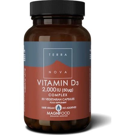 TerraNova Vitamina D3 Complejo vitamínico para el fortalecimiento del sistema inmunológico y la salud de los huevos 2000iu 50 cápsulas vegetales