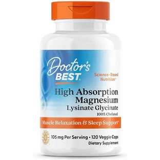 Doctor's Best Magnesium 105mg 120 Capsules Glycinaat met verminderde opname