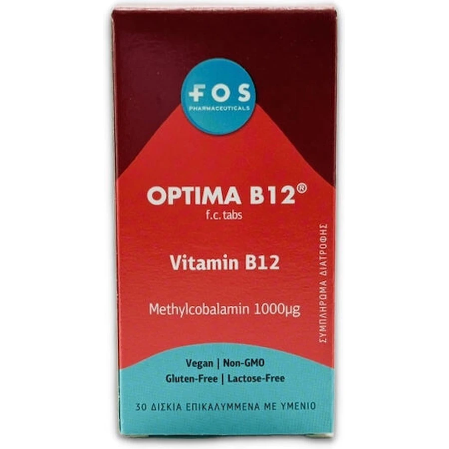 FOS Optima B12 Methylcobalamin Vitamin for Nervous System Health 1000mg 30 Tablets