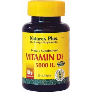 Nature's Plus Vitamina D3 para el sistema inmunitario y la salud de los huevos 5000iu 90 cápsulas blandas