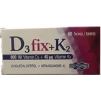 UNI-PHARMA D3 Fix + K2 Vitamine voor versterking immuunsysteem & ei-gezondheid 800iu 45mcg 60 tabletten