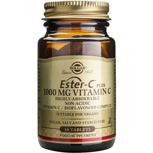 Solgar Ester-C Plus Vitamin zur Unterstützung des Immunsystems, der Haut und der antioxidativen Wirkung 1000mg 30 Tabletten