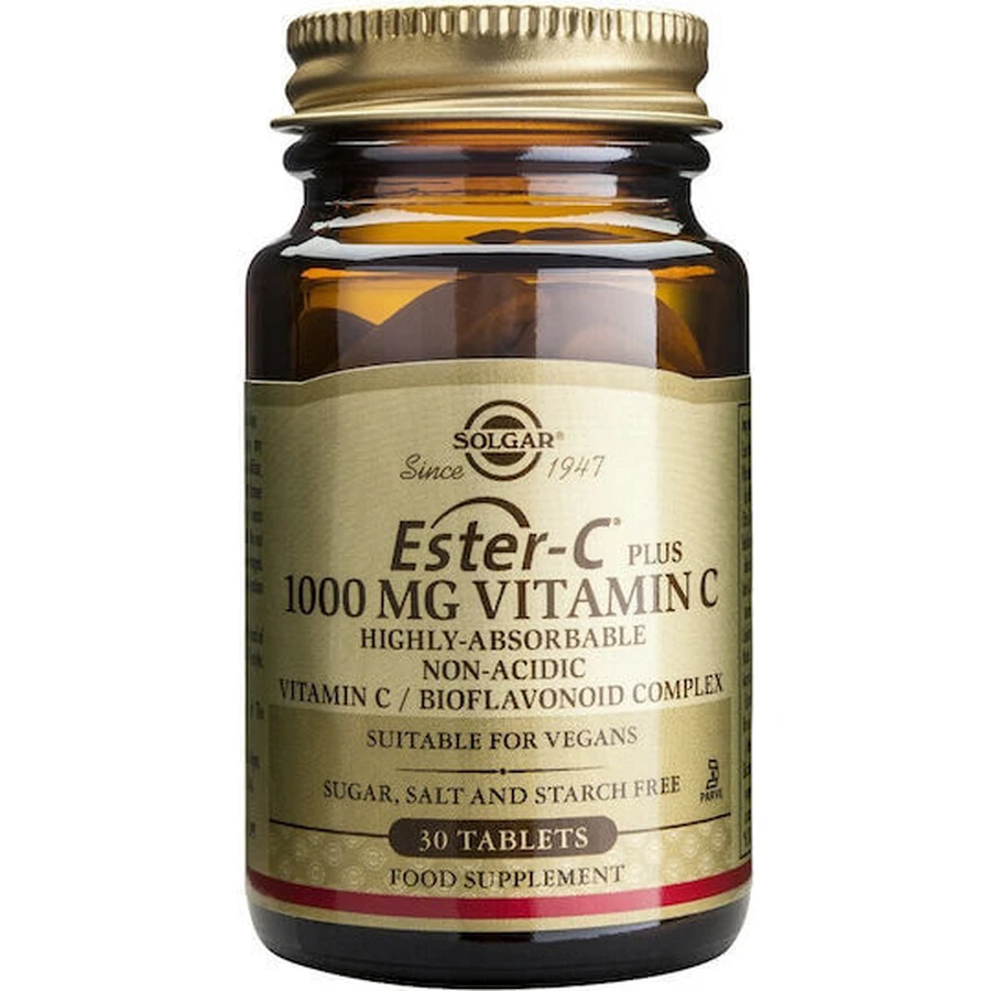 Solgar Ester-C Plus Vitamin zur Unterstützung des Immunsystems, der Haut und der antioxidativen Wirkung 1000mg 30 Tabletten