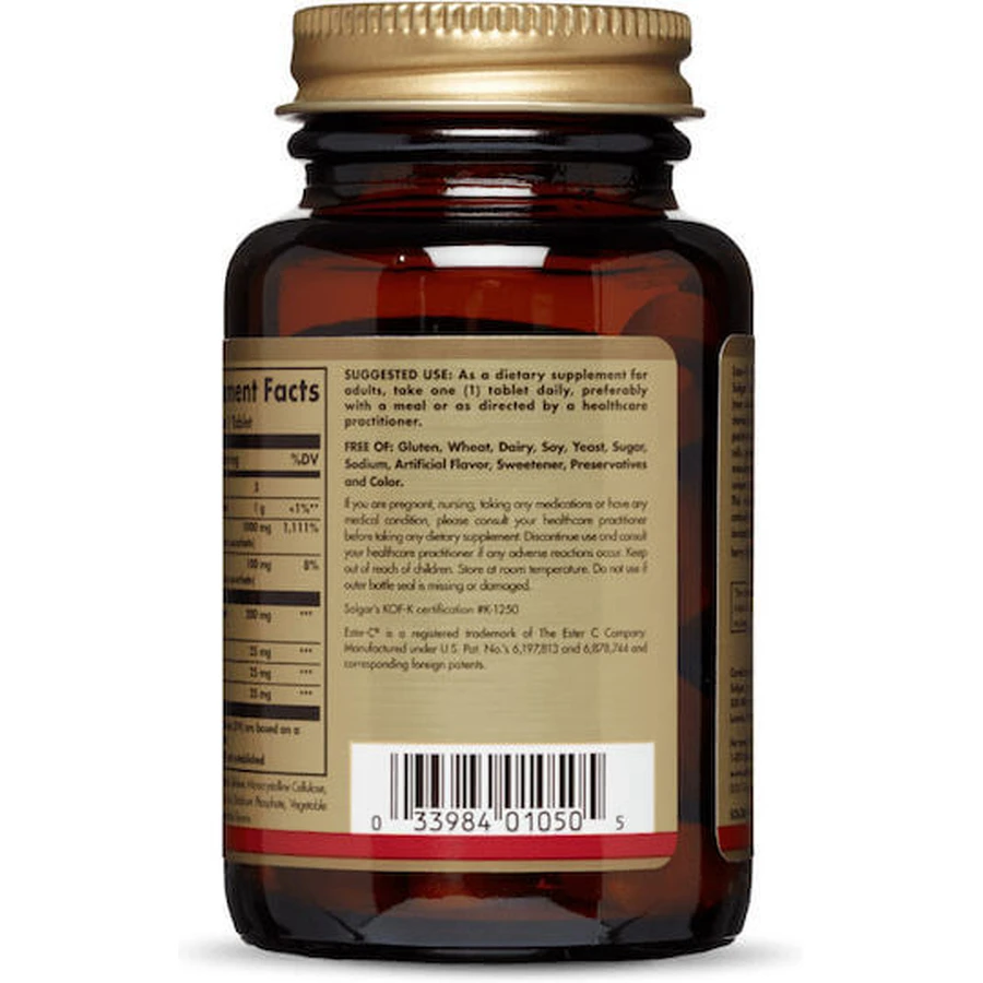Solgar Ester-C Plus Vitamin zur Unterstützung des Immunsystems, der Haut und der antioxidativen Wirkung 1000mg 30 Tabletten