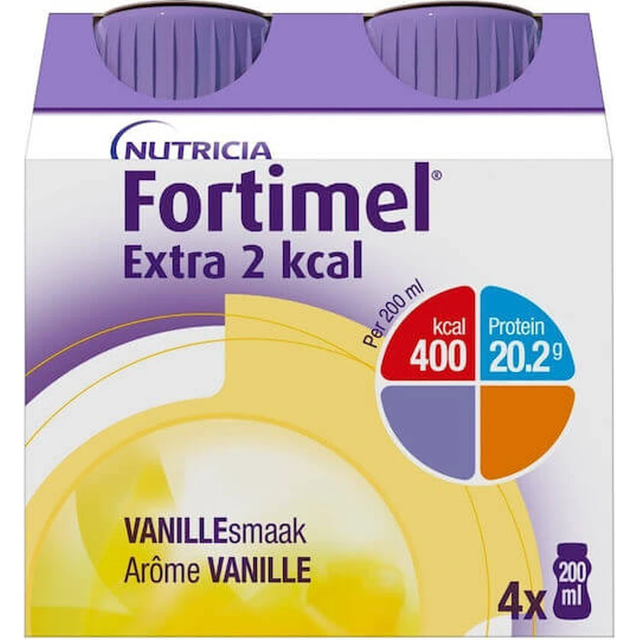 Nutricia Fortimel Extra 2 Kcal Speciaal Voedingssupplement 4 x 50ml Vanille
