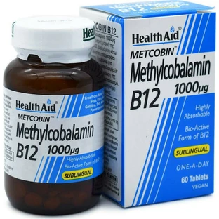 Health Aid Metilcobalamina Metcobina B12 Vitamina para la salud del sistema nervioso 1000mcg 60 Comprimidos