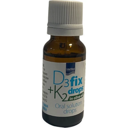 InterMed D3 + K2 Fix Drops In Olive Oil Vitamin for Immune System Strengthening & Egg Health 12ml