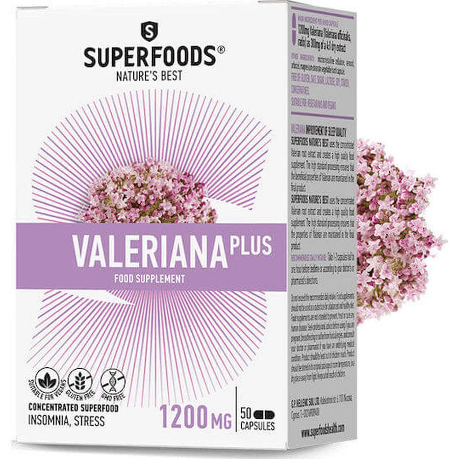 Superfoods Valerian Plus 1200mg 50 x 1 capsule