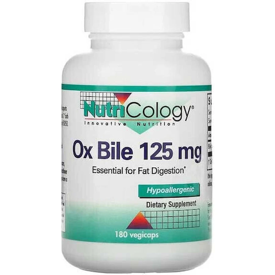 Nutricology Ox Bile 125mg Voedingssupplement Specialiteit 180 plantaardige capsules