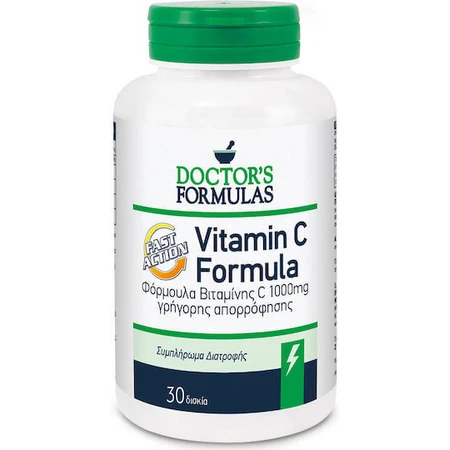 Doctor's Formulas Vitamin C Fast Action 1000mg Vitamin für Immunsystem Unterstützung, Haut & Antioxidans Aktion 1000mg 30 Tabletten