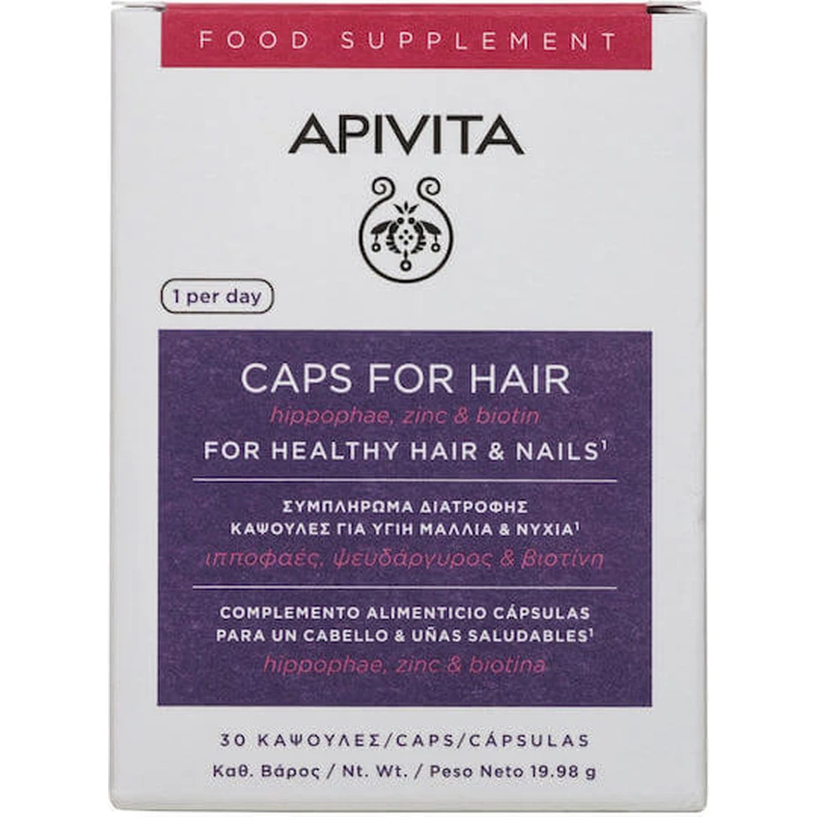 Apivita Hippophae, Zinc & Biotine Complément Alimentaire Spécial 30 gélules
