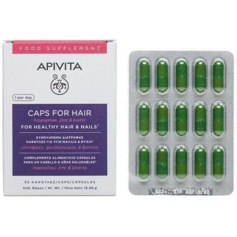 Apivita Hippophae, Zinc & Biotine Complément Alimentaire Spécial 30 gélules