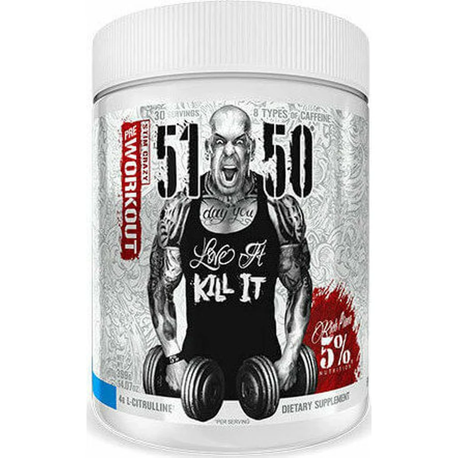 Rich Piana 5% Nutrition 5150 Stim Crazy Pre Workout Supplement 372gr Ice Blue
