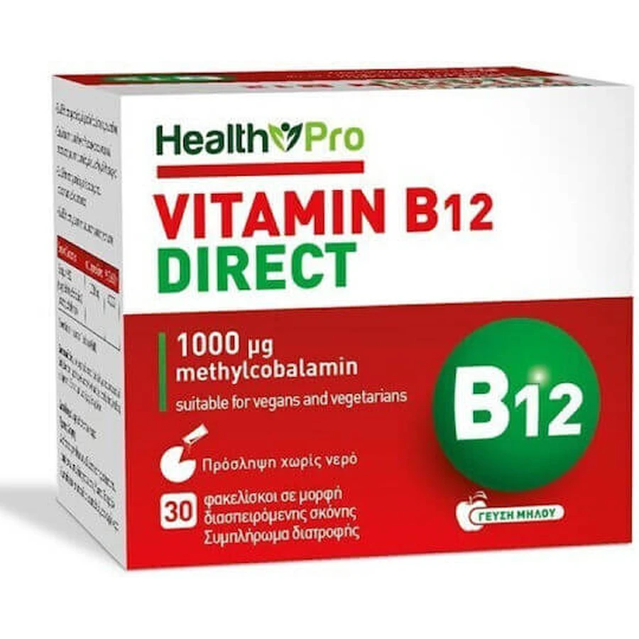 Health Pro Vitamin B12 for Nervous System Health 1000mg Apple 30 sachets