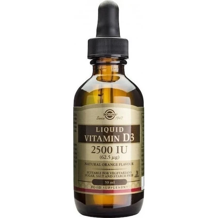 Solgar Liquid Vitamin D3 Vitamin für Immunsystem Stärkung & Ei Gesundheit 2500iu Orange 59ml