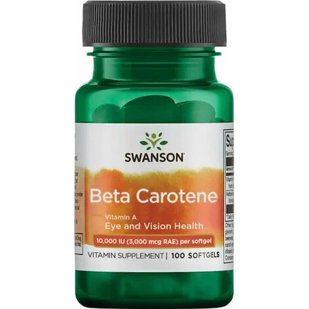Swanson Beta Carotene Vitamin A Vitamin for Hair, Skin & Antioxidant Action 10000iu 100 softgels