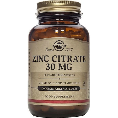 Solgar Zinc Citrate 30mg 100 Capsules