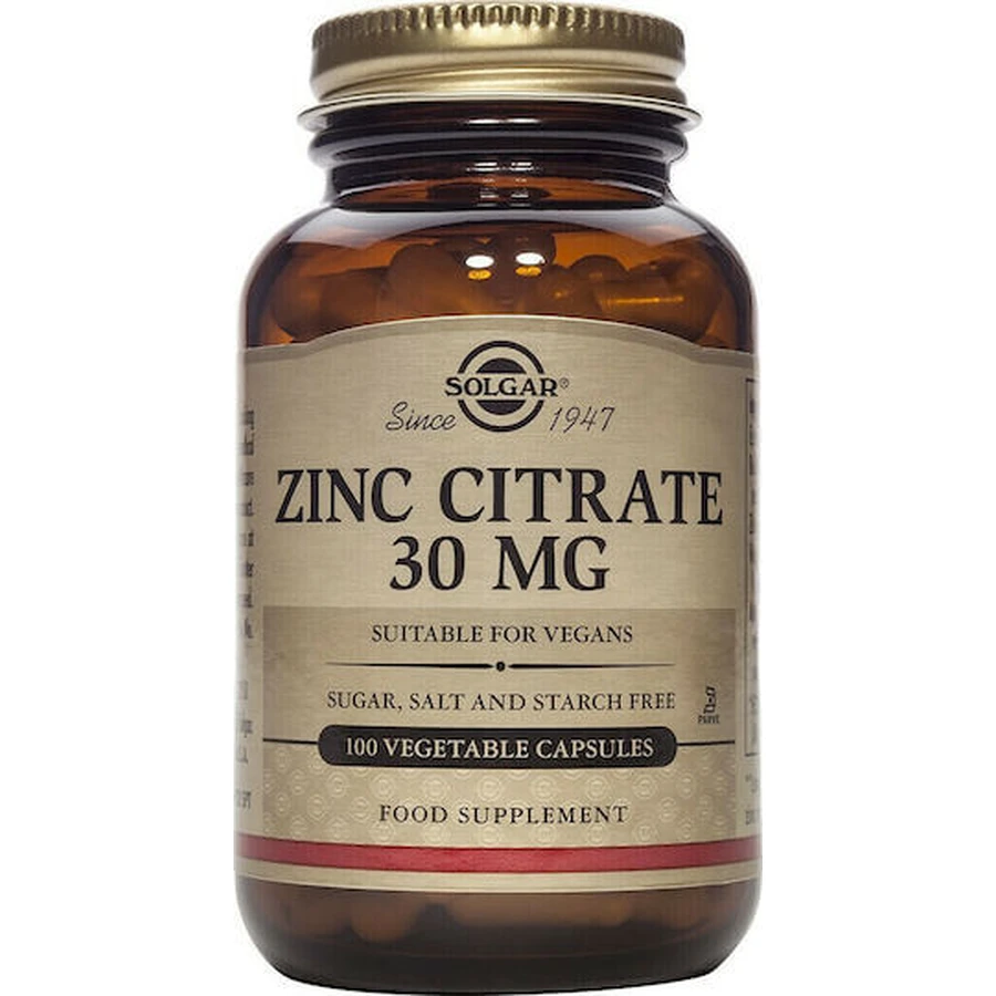 Solgar Zinc Citrate 30mg 100 Capsules