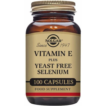 Solgar Vitamine E met Gistvrij Selenium Vitamine voor Huid & Antioxidantwerking 250iu 168mg 50 plantaardige capsules