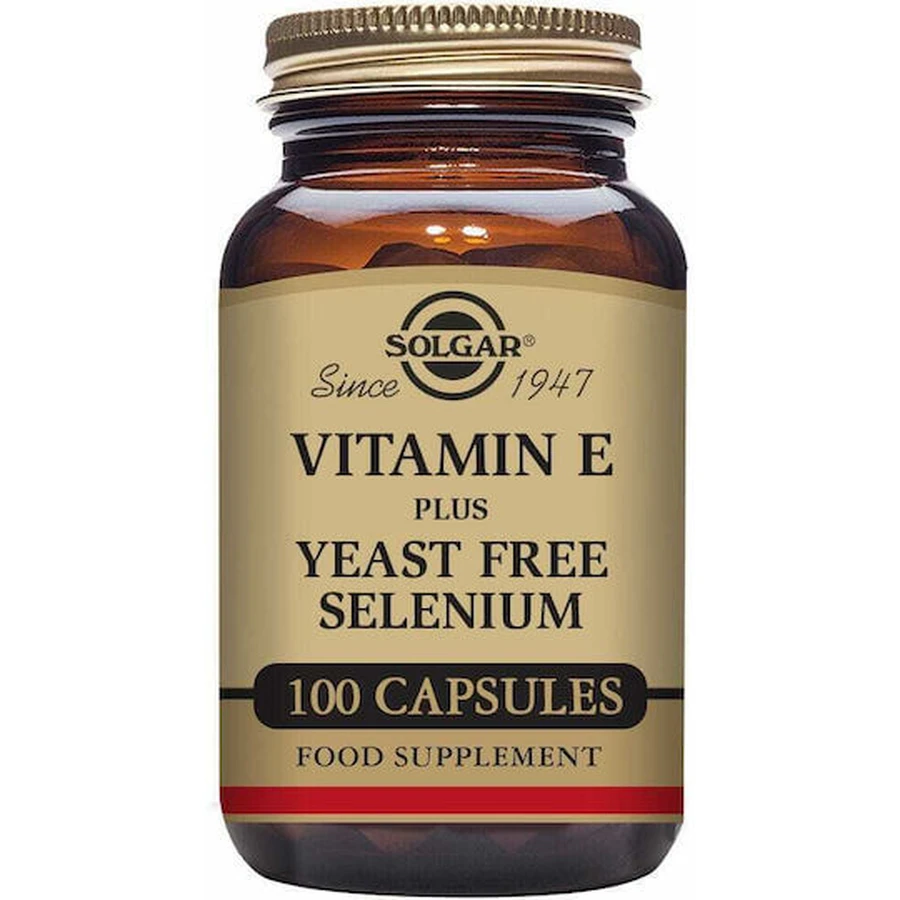 Solgar Vitamine E met Gistvrij Selenium Vitamine voor Huid & Antioxidantwerking 250iu 168mg 50 plantaardige capsules