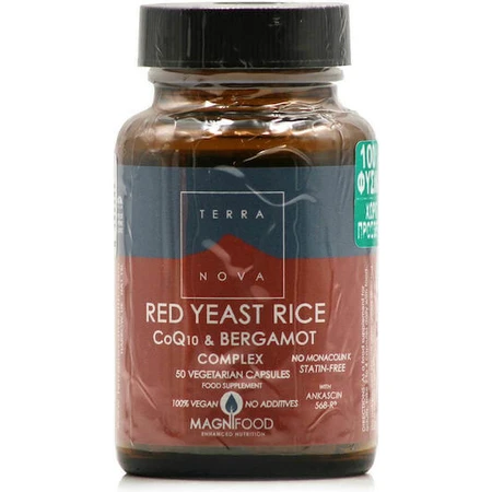 TerraNova Riz de levure rouge, Co-Q-10 & Complexe de bergamote 50 gélules végétales