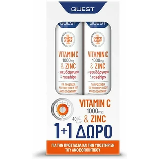 Quest Vitamin C 1000mg & Zink Multivitamin zur Unterstützung des Immunsystems 1000mg Orange 2 x 20 Brausetabletten