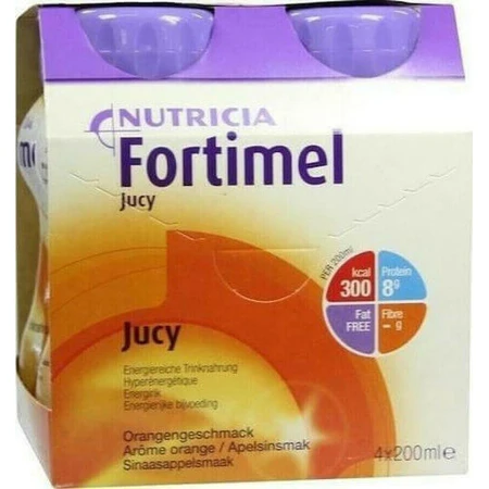 Nutricia Fortimel Jucy Jucy Speciaal Voedingssupplement 4 x 50ml Sinaasappel