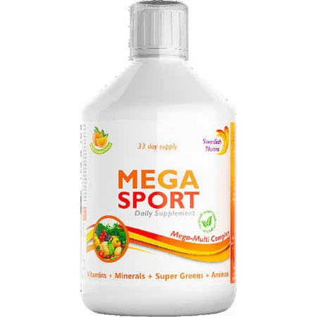 Swedish Nutra Mega Sport Multivitamine Multivitamine voor Energie, Immuunsysteem & Zenuwstelsel Versterkend Sinaasappel 500ml