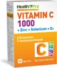 Health Pro Vitamin C 1000 &amp; Zinc &amp; Selenium &amp; D3 Vitamin for Immune Support, Skin &amp; Antioxidant Action 30 Tablets