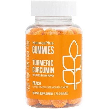 Nature's Plus Kurkuma Curcumine met Gember en Zwarte Peper 250mg 60 Perzik Gelei Snoepjes