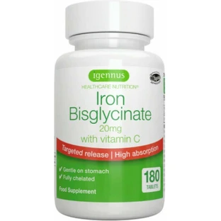 iGennus Bisglicinato de Hierro con Vitamina C 20mg 180 Comprimidos Energía