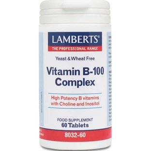 Lamberts Vitamina B-100 Complejo Vitamínico para el Fortalecimiento Energético, Inmunológico y del Sistema Nervioso 100mg Energía 60 Comprimidos