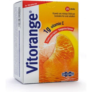UNI-PHARMA Vitorange Vitamina para el fortalecimiento inmunológico, la piel y la acción antioxidante 1000mg Mandarina 20 sobres