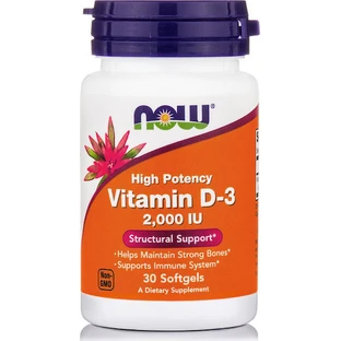 Now Foods Vitamina D-3 Apoyo Inmunológico y Salud del Huevo 2000iu 30 cápsulas blandas