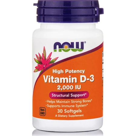 Now Foods Vitamina D-3 Apoyo Inmunológico y Salud del Huevo 2000iu 30 cápsulas blandas