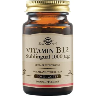 Solgar Vitamin B12 Vitamin für die Gesundheit des Nervensystems 1000mcg 100 sublinguale Tabletten