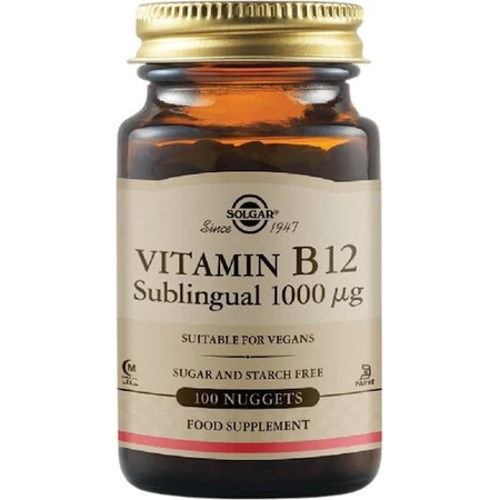 Solgar Vitamin B12 Vitamin für die Gesundheit des Nervensystems 1000mcg 100 sublinguale Tabletten
