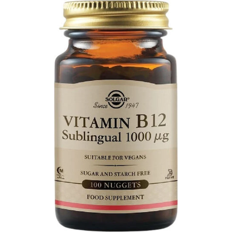Solgar Vitamin B12 Vitamin für die Gesundheit des Nervensystems 1000mcg 100 sublinguale Tabletten