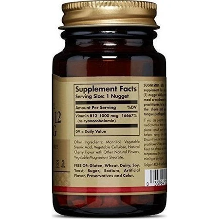 Solgar Vitamin B12 Vitamin für die Gesundheit des Nervensystems 1000mcg 100 sublinguale Tabletten