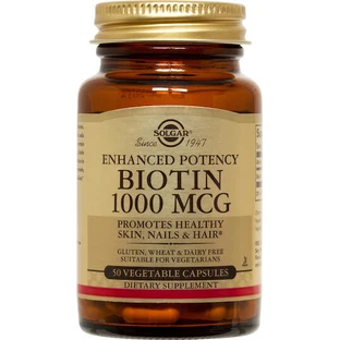 Solgar Enchanced Potency Biotine Vitamine voor Haar, Huid & Nagels 1000mcg 50 plantaardige capsules