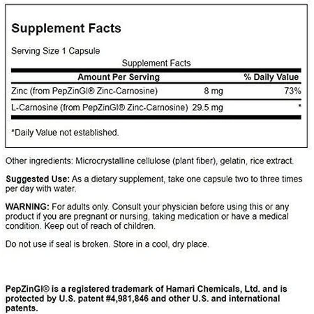 Swanson Zinc Carnosine 60 Capsules