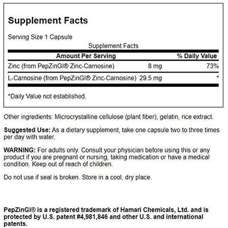 Swanson Zinc Carnosine 60 Capsules