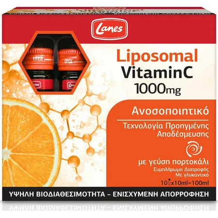 Lanes Liposomal Vitamine C pour le système immunitaire, la peau et l'action antioxydante 1000mg Orange 100ml