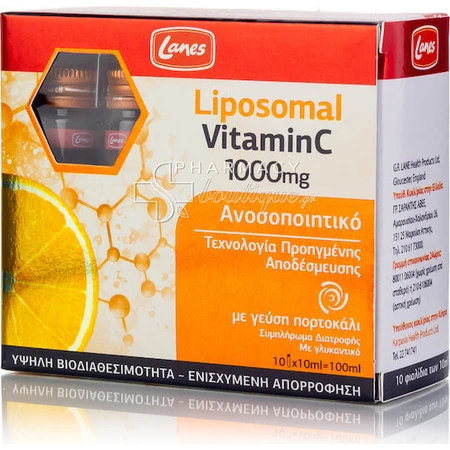 Lanes Liposomal Vitamine C pour le système immunitaire, la peau et l'action antioxydante 1000mg Orange 100ml