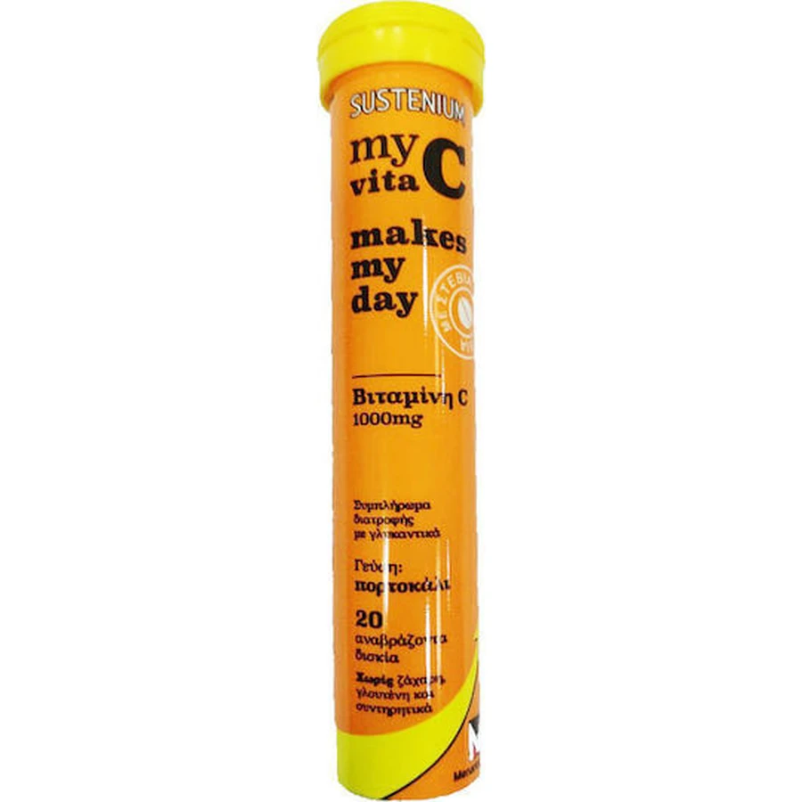 Menarini Sustenium My Vita C Makes My Day Vitamin for Immune Strengthening, Skin & Antioxidant Action 1000mg Orange 20 tabs of ef