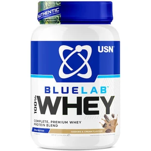 USN Bluelab 100% Whey Premium Whey Protein Molkenprotein mit Geschmacksrichtung Kekse und Sahne 908gr