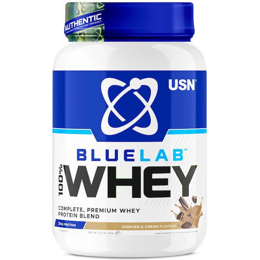 USN Bluelab 100% Whey Premium Whey Protein Molkenprotein mit Geschmacksrichtung Kekse und Sahne 908gr