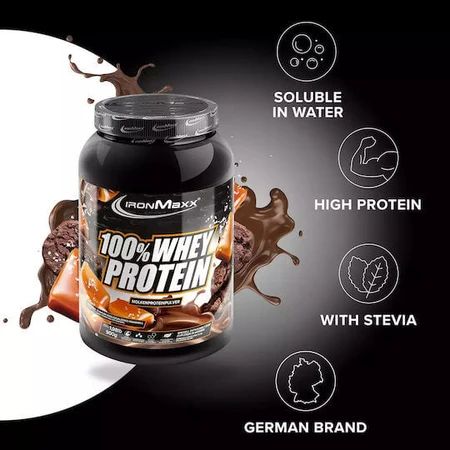 IronMaxx 100% Wei-eiwit met wei smaak Dark Cookie Salted Caramel 900gr